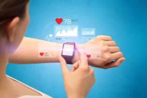 Female hand with smartwatch