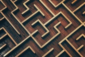 dark brown wooden labyrinth maze